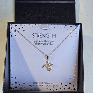 14K Gold Over Sterling Silver Dove Necklace - Gold